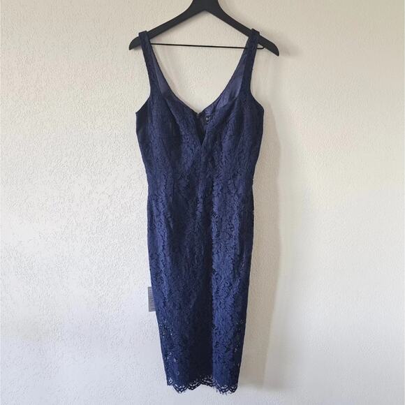 New Bardot Adeline Midi Dress In Navy sz medium - Picture 4 of 10
